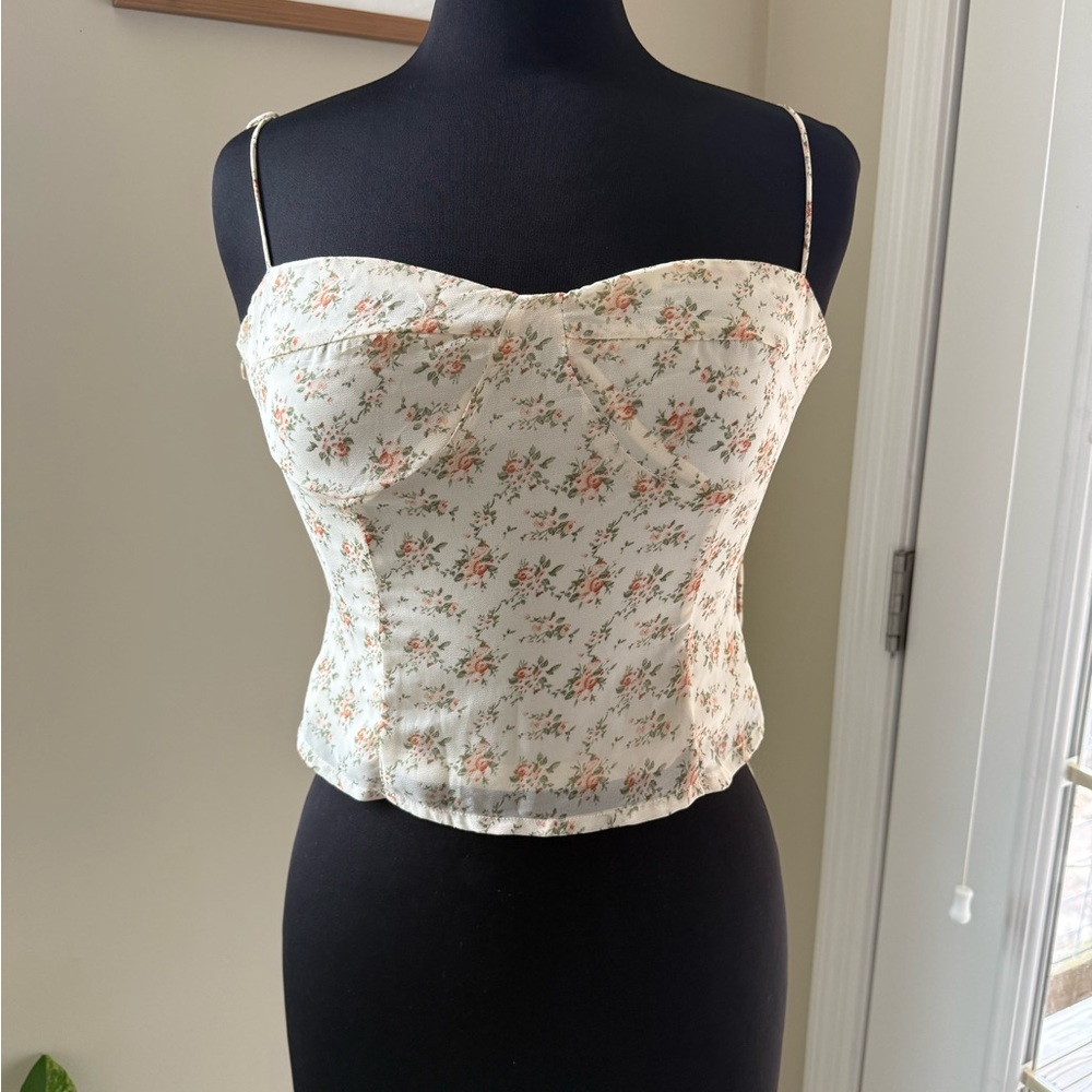 Floral Cream Spaghetti Strap Top